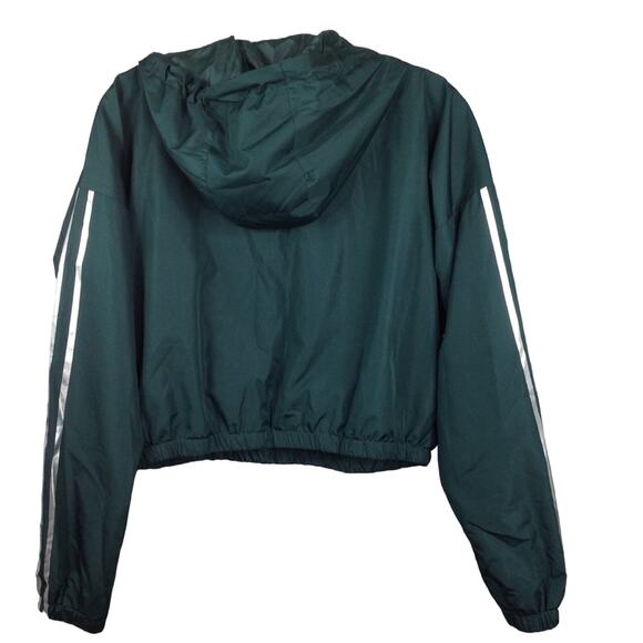 Rue 21 SASSY Cropped Windbreaker Hoodie Jacket Green Silver Small - Picture 8 of 9